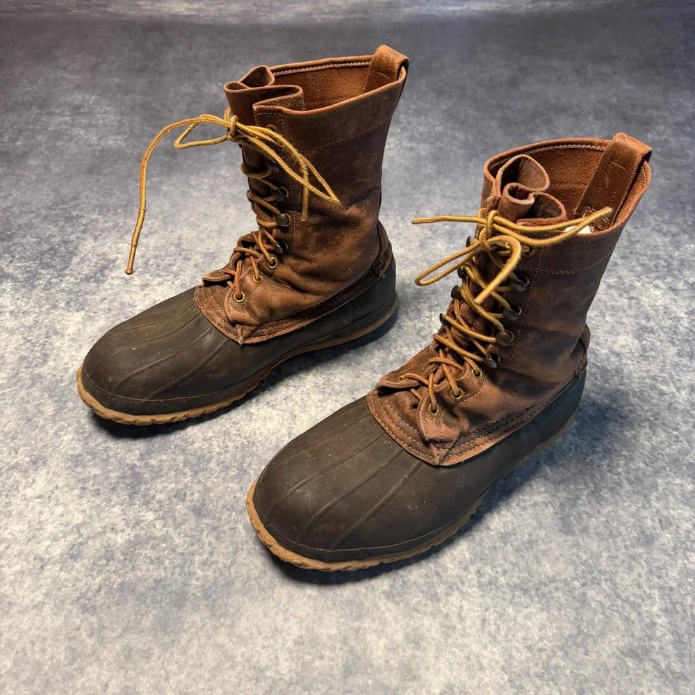 Vintage 70s LL Bean Maine Hunting Boots Mens 9 Brown Leather Duck TM Script Tag